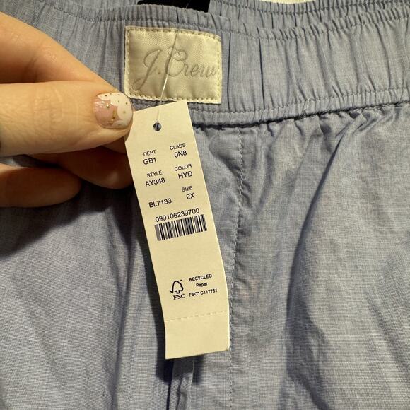 J Crew Blue End On End Cotton Wide Leg PJ Pants NEW Plus Size 2X - Picture 6 of 8